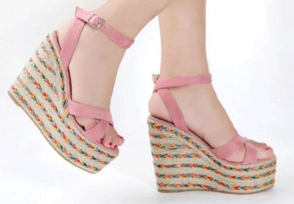 

2019 women's sandals in summer with new style slope heel thick bottom waterproof table shoes heel 9cm ,13cm @04, Black
