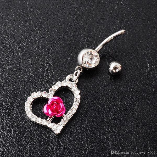 

d0516 ( 1 color ) heart style belly ring style belly button ring navel rings body piercing jewelry dangle accessories fashion charm 10pcs, Silver