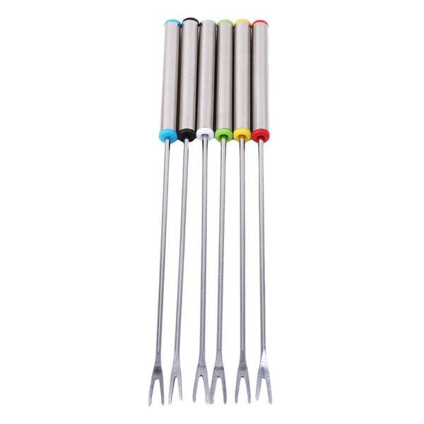 

6pcs/set stainless steel chocolate fork pot forks cheese fruit dessert fork fondue melting skewer kitchen tools