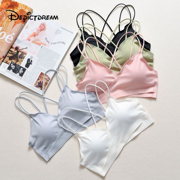 

soft bras for women thin strap wireless push up bra backless comfort underwear bralette lingerie beautiful back seamless, Red;black
