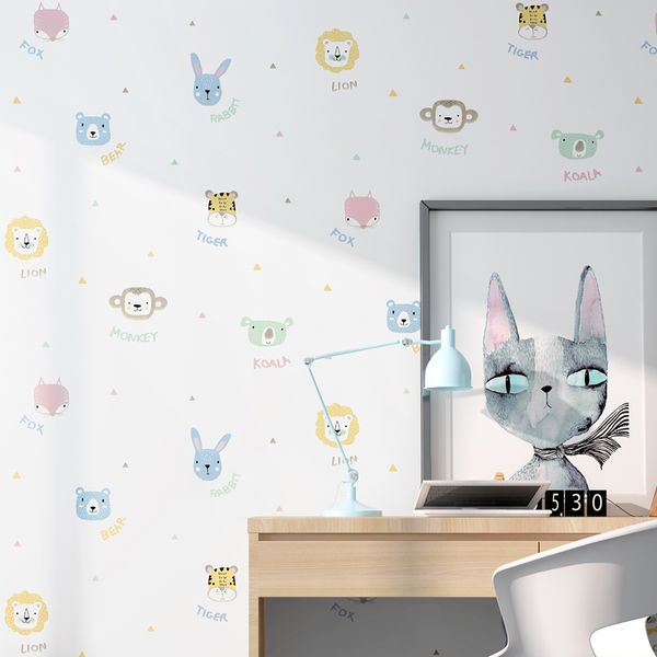 

home wall decoration children's room wallpaper boy girl princess cartoon animal cute bedroom environmentally friendly formaldehyde-back