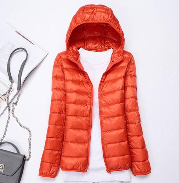 

drop shopping women's down jackets short ultra light duck down coat hooded puffer jacket autumn winter parkas orange clothes, Black