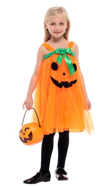 

shanghai story halloween princess costume pumpkin witch cosplay dress up children clothes baby girls party dress kids clothing, Black;red