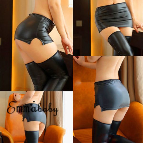 

women fashion short stretch shiny mini skirt, Red;black