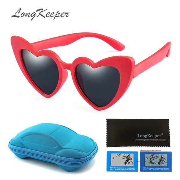 

longkeeper baby girl tr90 polarized kids sunglasses children flexible heart shape black pink red sun glasses for uv400 with box hsoms, Blue