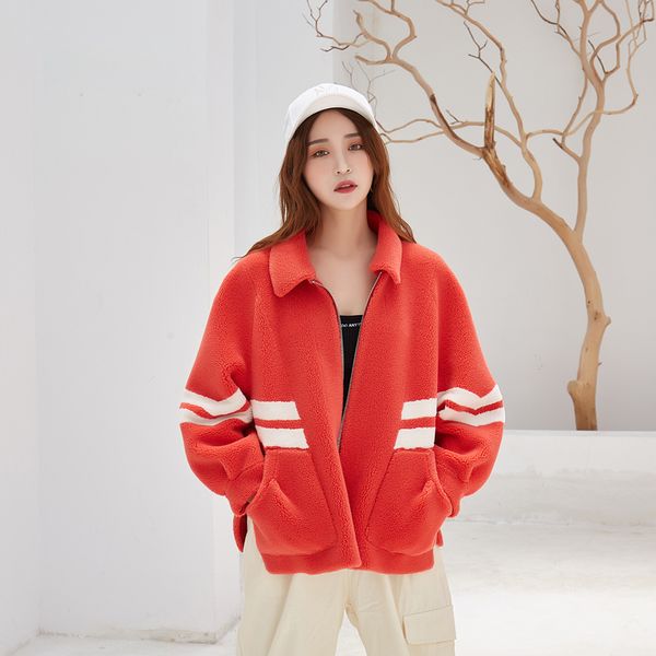 

new type sheep shearing coat real sheep fur coat women natural fur jacket ladies real wool chamois leather lining f1108, Black