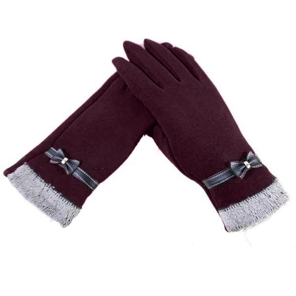 

new women cashmere warm gloves 2018 autumn winter cute bow full finger mittens glove elegant female driving gloves guantes mujer, Blue;gray