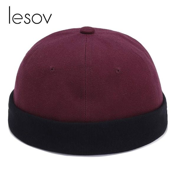 

lesov patchwork retro brimless skull caps women men chinese style vintage vogue crimping brimless hats beanie landlord hat new
