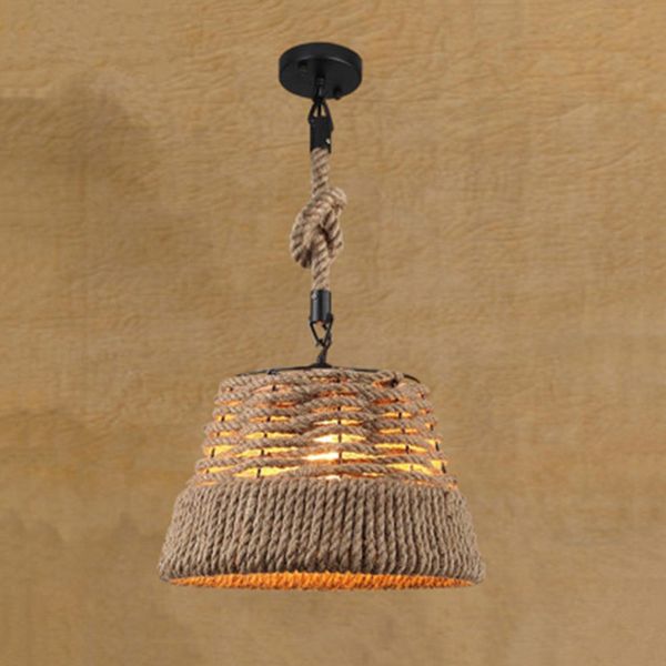 

home farmhouse decor vintage hat shape led hemp rope pendant lighting