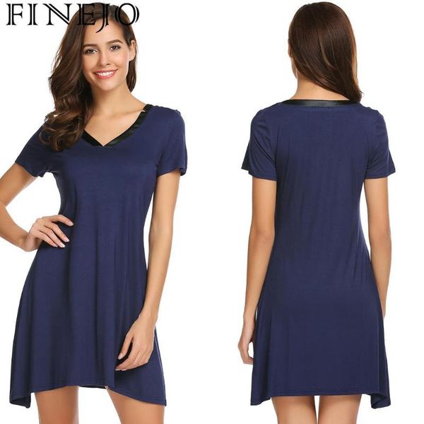 

finejo women letter print nightgown sleep lounge dress sleepwear v-neck dress slim home clothes nightwear s//l/xl/xxl, Black;red