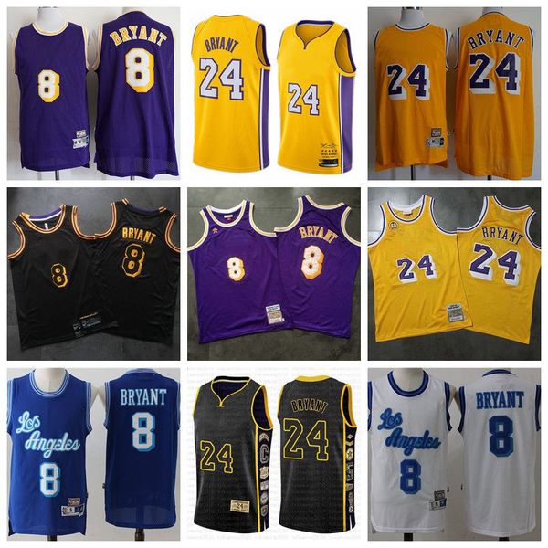 

24 8 jersey bryant los angeles lakers men mitchell & ness 1996-97 hardwood classics player basketball jerseys, Black
