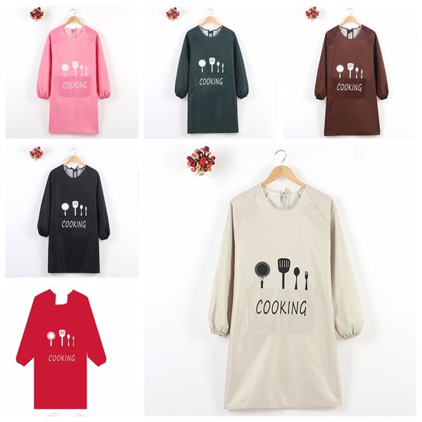 

wholesale long sleeve cooking baking aprons waterproof kitchen apron breathable restaurant aprons women home letter print apron dbc dh0473