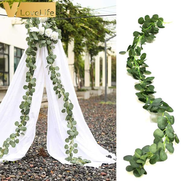 

190cm green artificial plants eucalyptus for wedding decoration vines rattan artificial fake plants wreath vertical garden diy