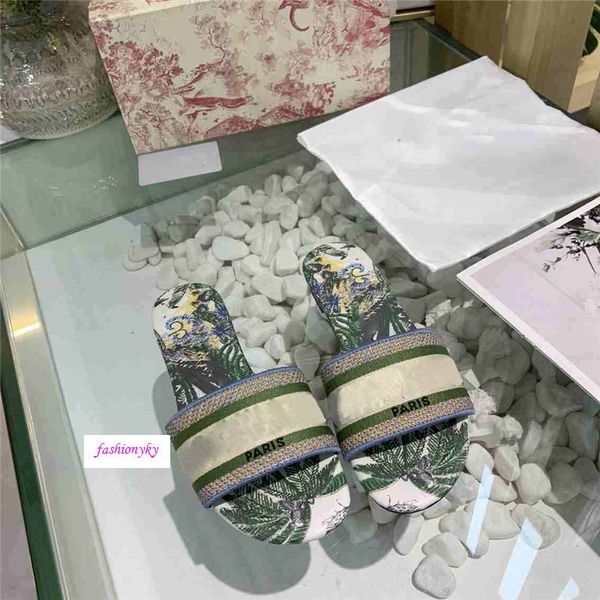 

brand dazzle flowers women sandals designer slippers flip flops striped beach causal shoes embroidery sandal, Black