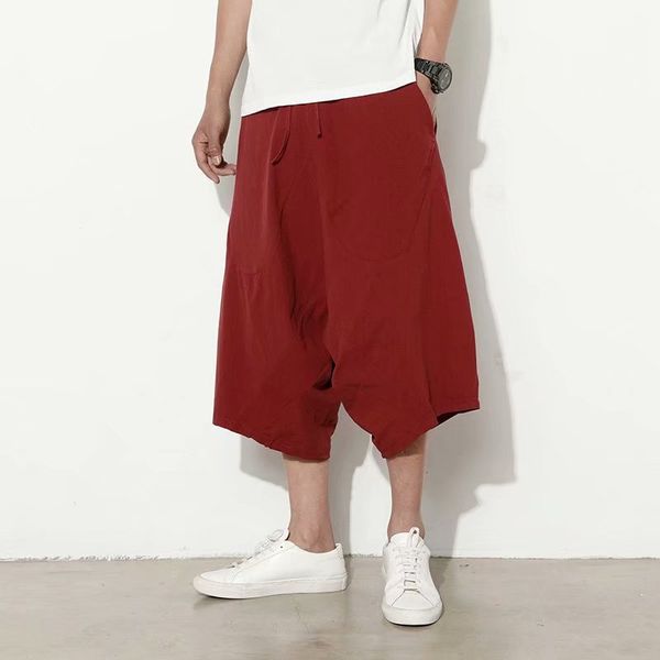 

2020 casual men's pants fashion hip hop streetwear wide leg cropped trousers summer jogging harajuku low-end harem pants male, Black