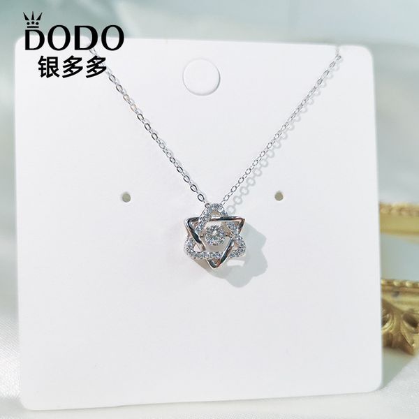 

korean-style sterling silver necklace six-pointed star smart series necklace micro-inlaid fine diamond rotating clavicle chain net red s