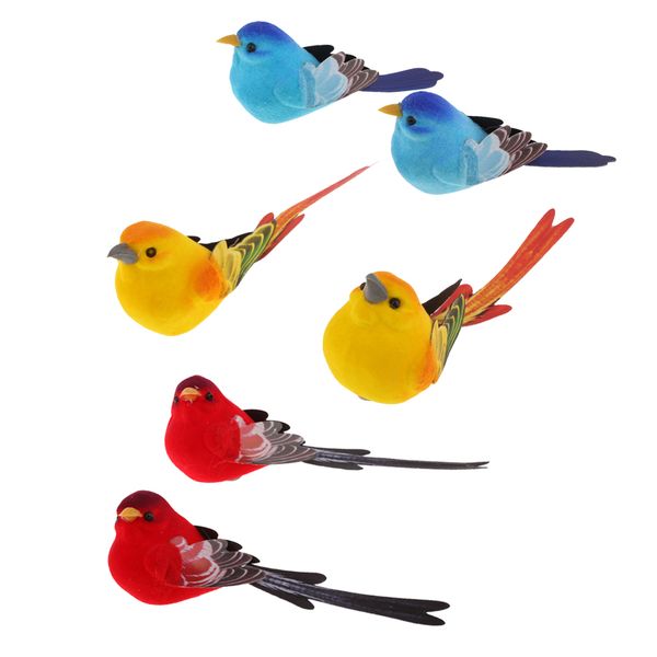 

6pcs lifelike artificial birds taxidermy yard garden lawn decor vivid animal