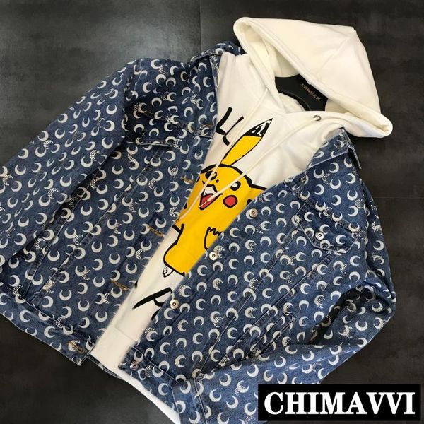 

2019 new autumn moon crescent pattern printed drill handsome jeans jacket short coat female students denim coats outwear, Black;brown