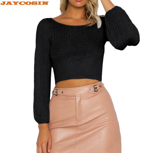 

jaycosin new fashion design women winter long sleeve o-neck solid sweater pullover blouse shirt sweater, White;black