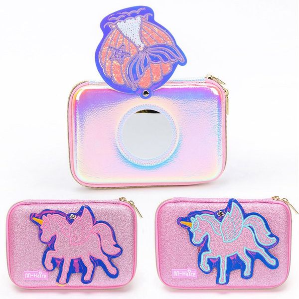 

unicorn glitter pencil case for girls and boys large capacity double zipper school pencil box stationery supplies school tools