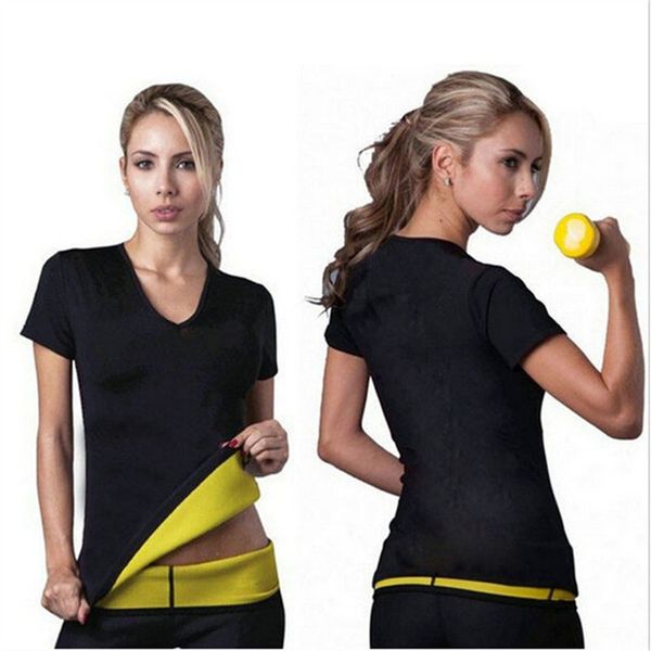 

женская sweat body shaper сауна футболки живот живот сжигание жира потеря веса для похудения термобелье tops неопрена shapewear, Black;white