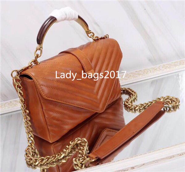 

2020 2020 shape flaps chain bag genuine leather wooden handle handbags shoulder handbag messenger purse tote