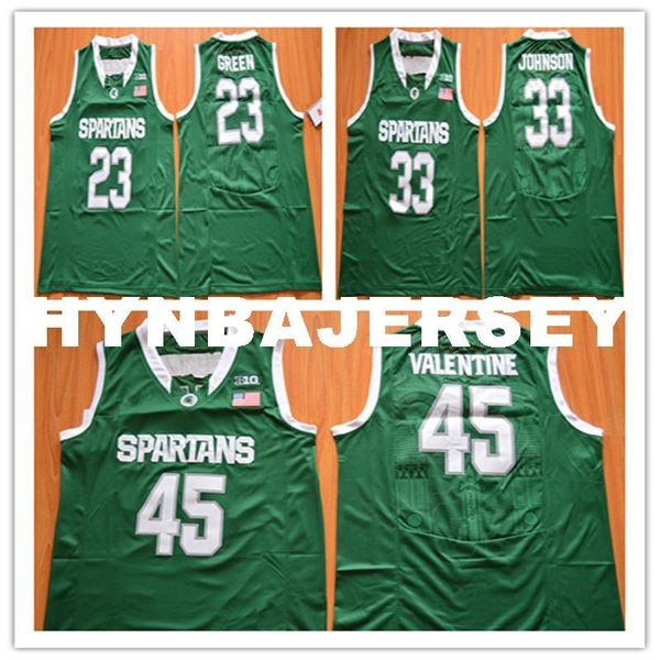 

2016 new michigan state spartans #33 johnson jersey #23 dg 45 denzel valentine green college basketball jersey ncaa college, Black;blue