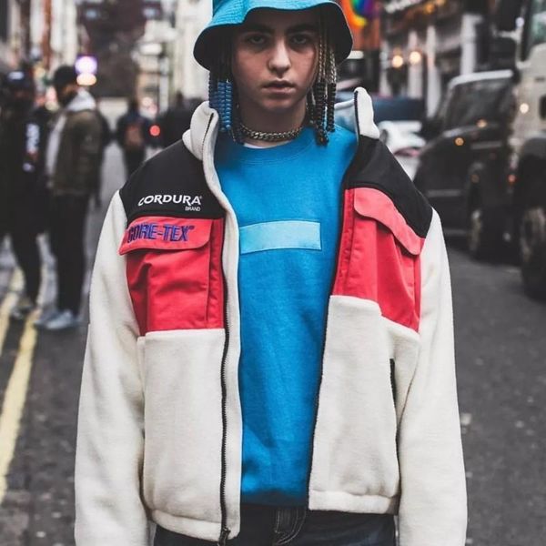 

18fw box logo expedition fleece jacket color matching splice jacket winter men women coats fashion street outerwear hfymjk195