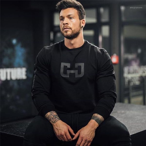 

letter printed mens designer hoodies cool slim sport casual long sleeved crew neck pullover sweatshirts fashion men hoodies, Black