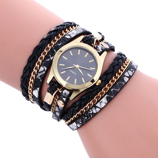 

selling women watch fashion leather snake woven bracelet watch ladies quartz wristwatches gift clock girl montres femme #w, Slivery;brown