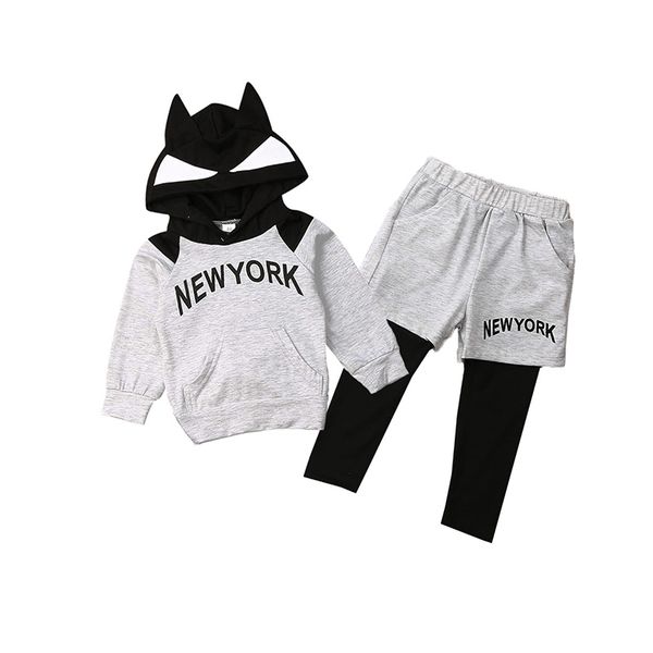 

1-5y two-piece baby boy sets childern clothes letter printing long sleeve hoodie +trousers kids spring autumn outfit set, White