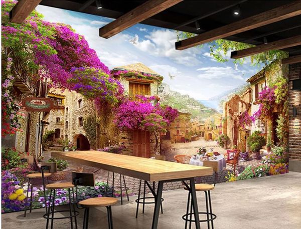 

vintage european landscape background wall 3d murals wallpaper for living room