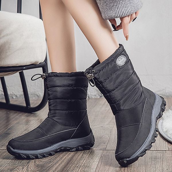 

2020 new winter snow boots women non-slip female boots fur warm ankle for women down waterproof booties girls botas mujer, Black
