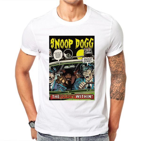 

snoop dogg new arrivals 2019 fashion t-shirt men casual white printed t shirt summer hipster cool male tee streetwear, White;black