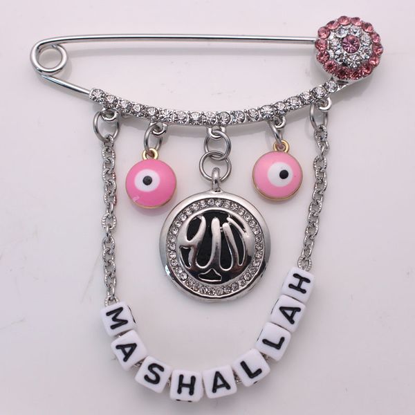 

muslim islam mash turkey evil eye stainless steel pink brooch baby pin, Gray