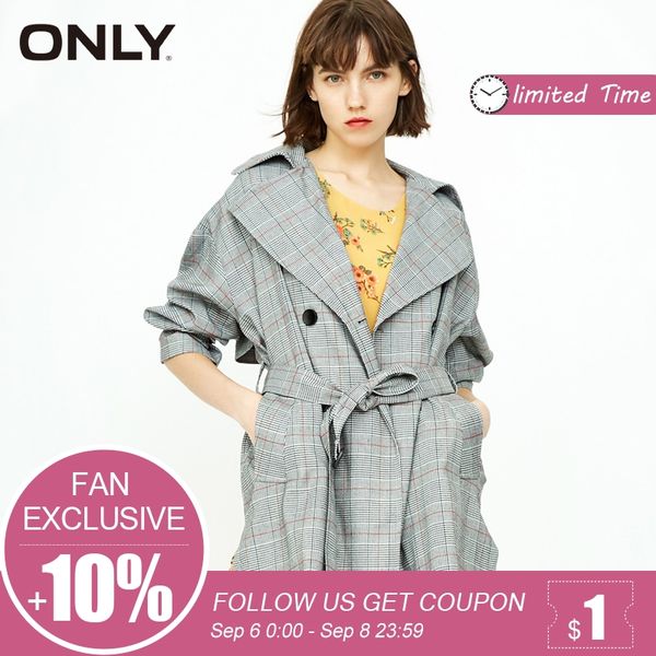 

only women split double breasted trench coat windbreaker jacket| 118336501, Tan;black