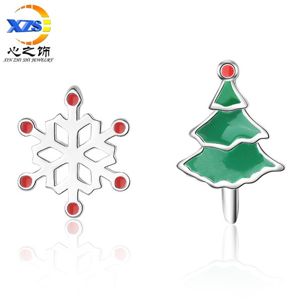 

drop glaze stud earrings sweet cute christmas earrings elk snowflake wild personality earrings womens, Golden