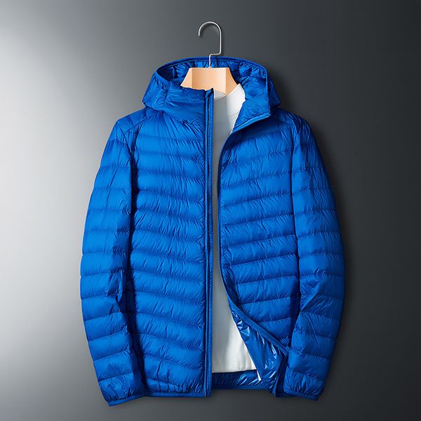 

fashion short men's thin down jacket solid color casual winter men solid color young and middle-aged warm coat men's wear, Black