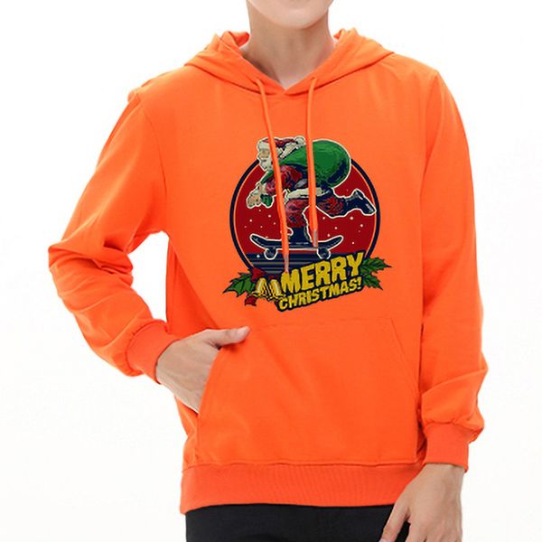 

foreign trade fleece-lined coat 2019 autumn and winter creative printed hoodie couples christmas holiday men's sweatshirts & hoo, Black
