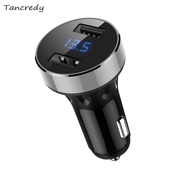 

new dual usb car charger adapter fast charge 4.8a digital cigarette lighter lcd digital display car phone mp3 player for