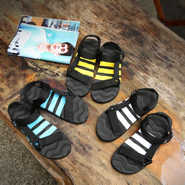 

leader show man sandals summer beach shoes new breathable men slippers mesh lighted slip on shoes beach flip flops casual, Black