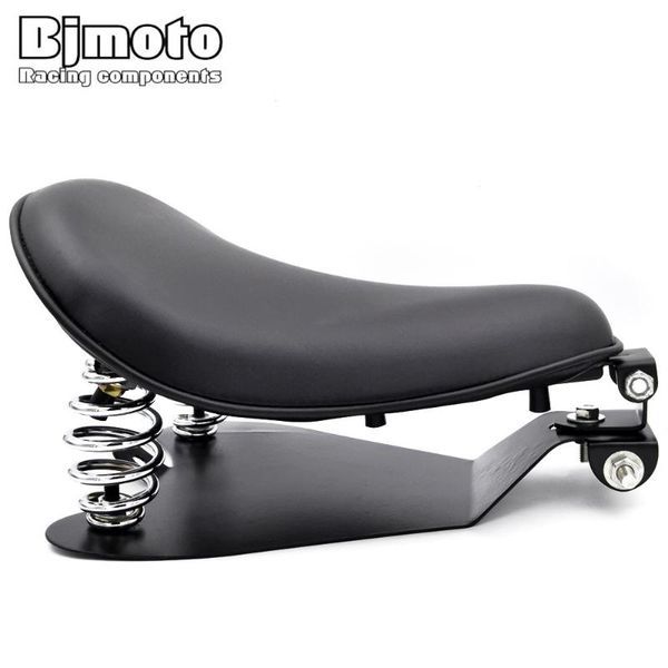 

bjmoto black leather driver solo slim seat pad with mounting bracket kits for sportster bobber chopper