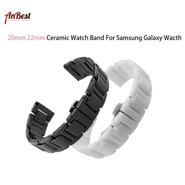 

20mm 22mm width ceramic watchband for samsung gear s3 strap ceramic replacemnt bracelet for galaxy watch 42mm 46mm gear s2 strap, Black;brown