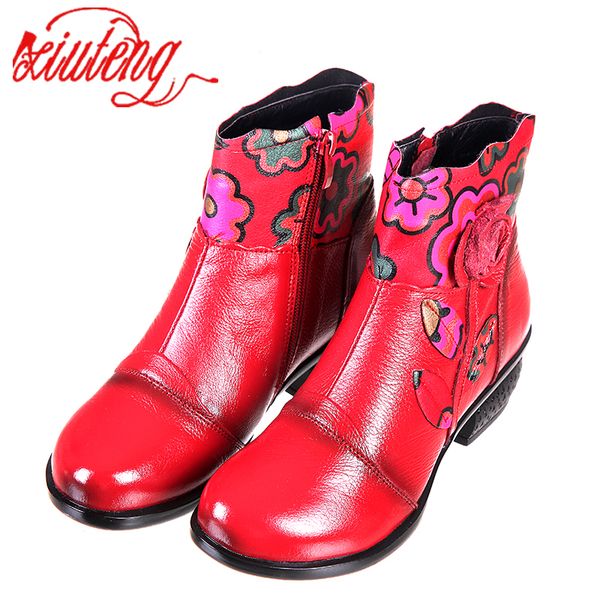 

xiuteng new arrival 100% real fur classic mujer botas waterproof genuine cowhide leather plush boots winter shoes for women, Black