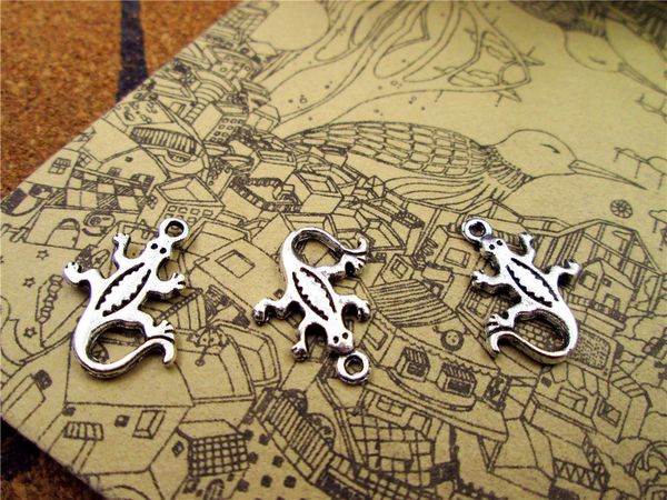 

90pcs gecko lizard charms antiqued silver tone gecko lizard charm pendants 15x18mm, Bronze;silver