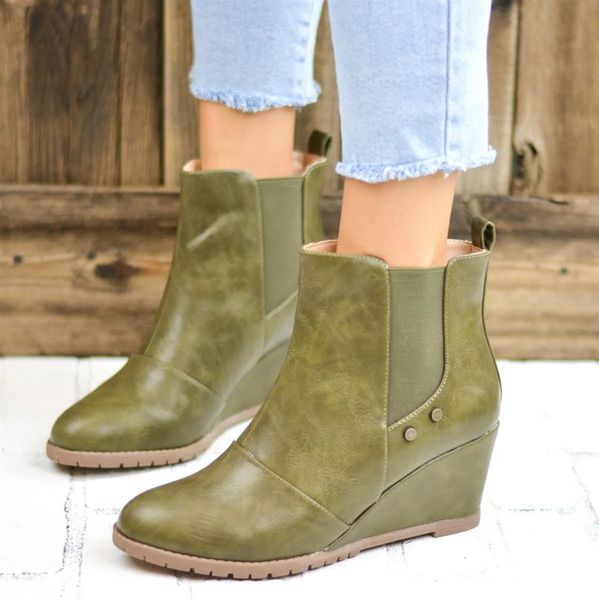 

vogue autumn women boots winter nice waterproof pu leather ankle boots middle tube female casual shoes short for women, Black