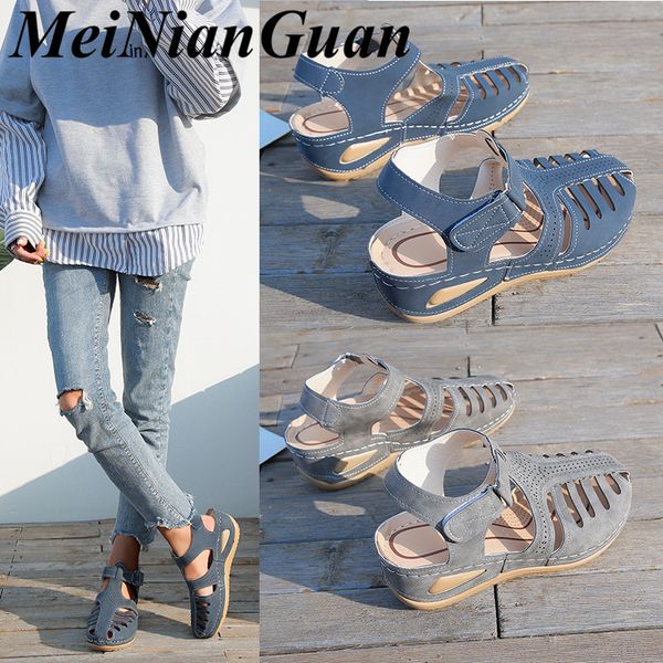 

женские летние ботинки вскользь большой размер женщин сандалии магия наклейки женщина тапочки моды платформы обувь клинья женские сандалии a, Black