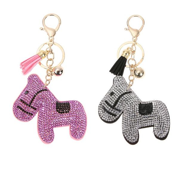 

fashion animal horse dog keychain animal key chain rhinestone key buckle women bag charm pendant accessories gift, Silver