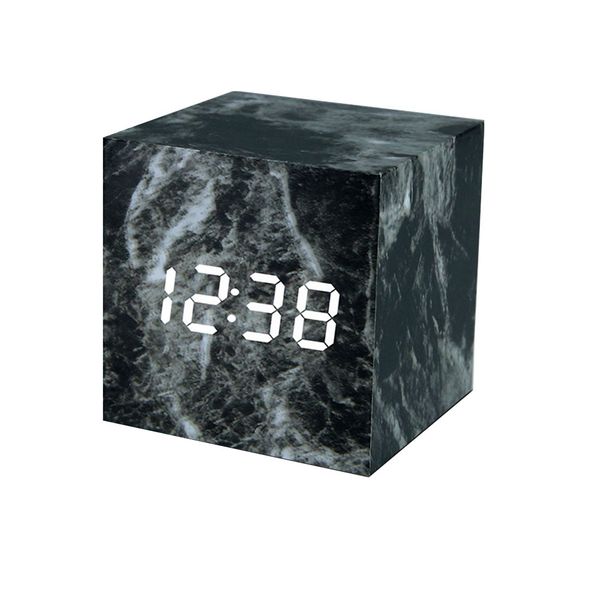 

led bedroom square electronic clock decorative marble vein bedside deskcalendar digital display voice control