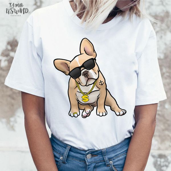 

french bulldog t shirt tee shirts cartoon women harajuku kawaii t shirt print korean funny clothes femme tshirt female ulzzang, White